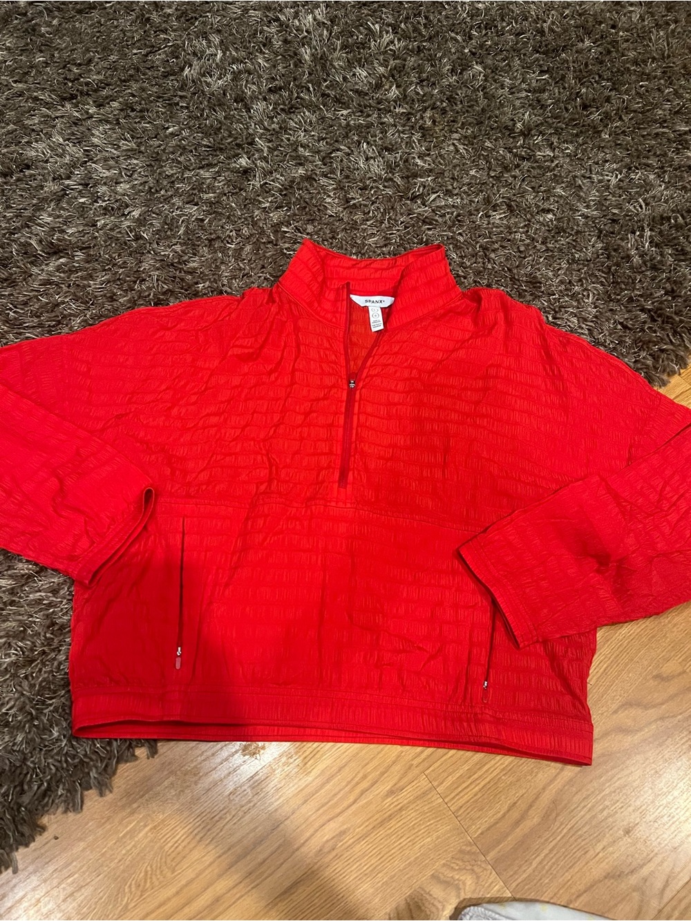 SPANX Bright Red Half-Zip Top